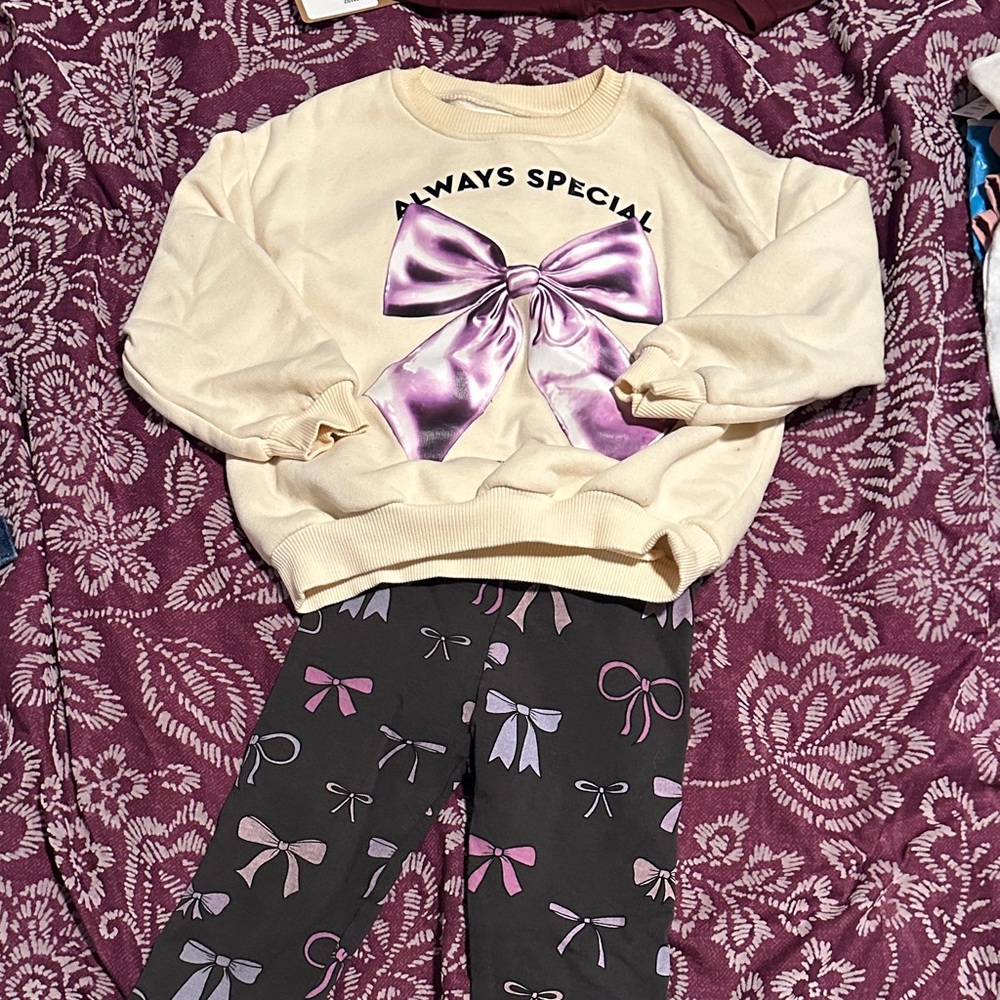 Zara Cream and Purple Kids Matching Set